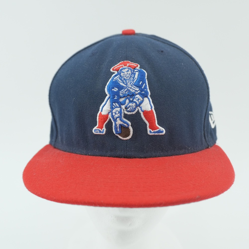 New Era 59FIFTY Hat Mens 7 1/2 Navy Red New England‎ Patriots Pat Patriot Fitted